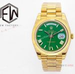 EW Factory Replica Rolex Day Date 40 Olive Green Gold Watch 2836 Movement